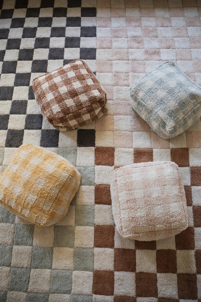 Pouf en coton rose 40 x 20 cm Vichy - Lorena Canals