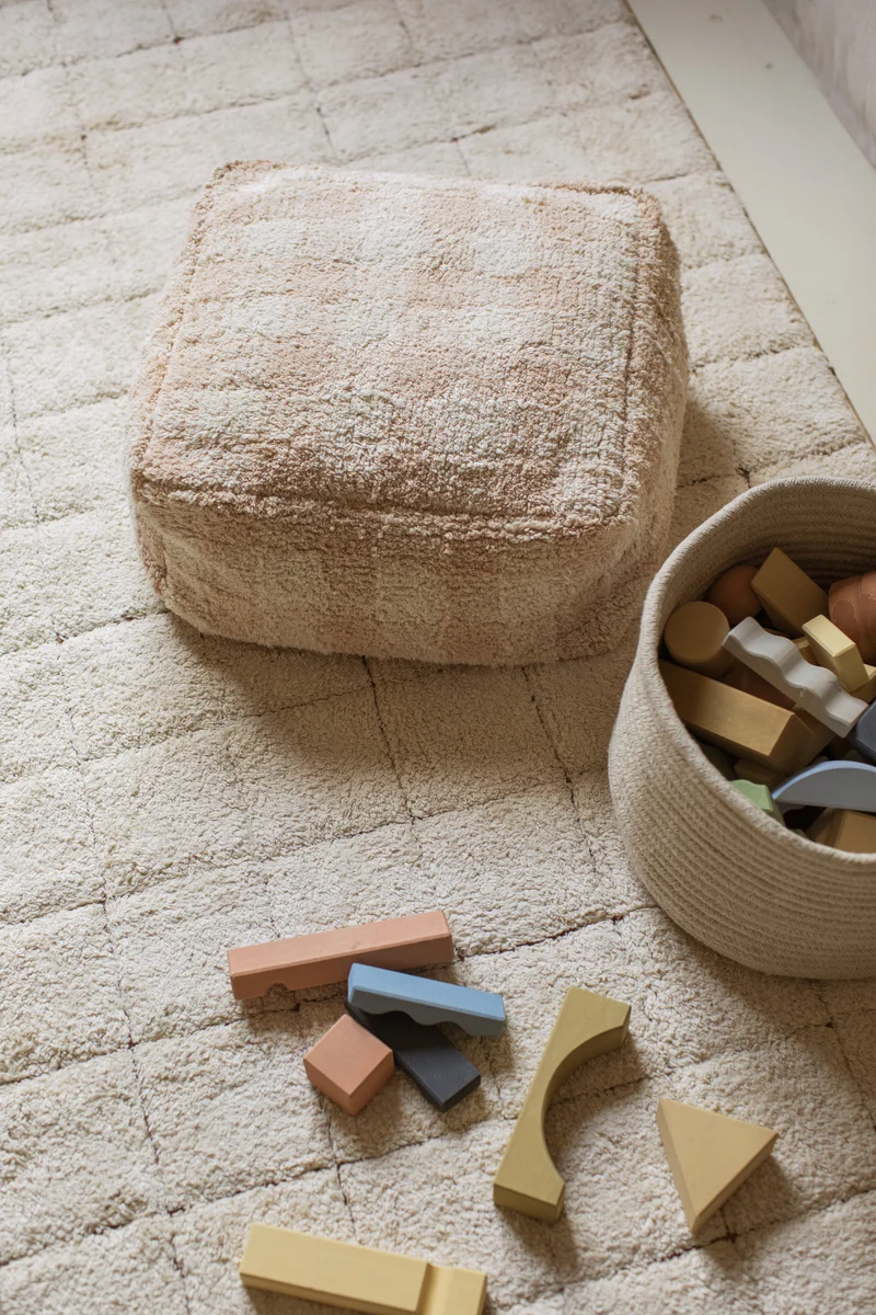 Pouf en coton rose 40 x 20 cm Vichy - Lorena Canals