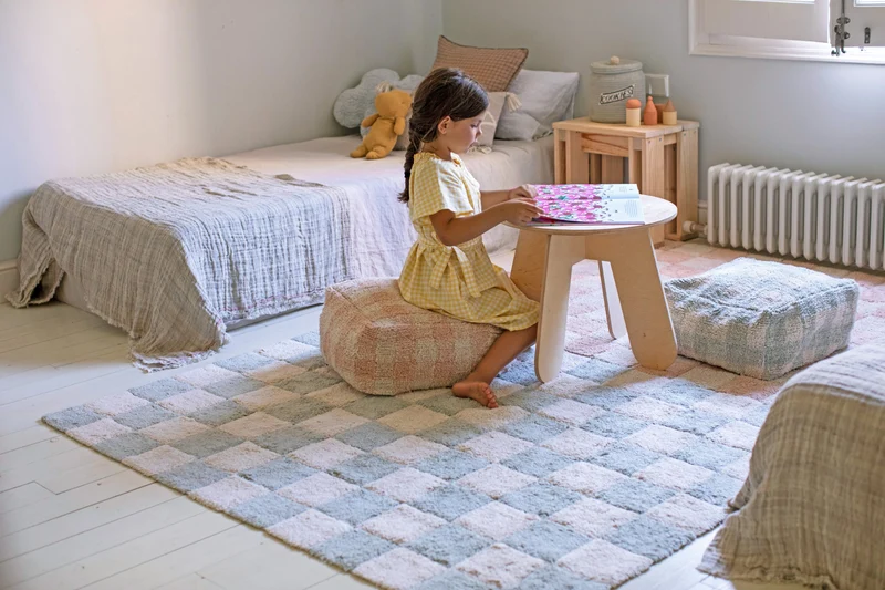 Pouf en coton rose 40 x 20 cm Vichy - Lorena Canals