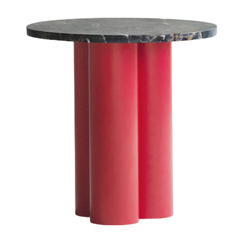 Table d'appoint rouge et plateau portoro gold 40 x 40 cm Dit - Normann Copenhagen