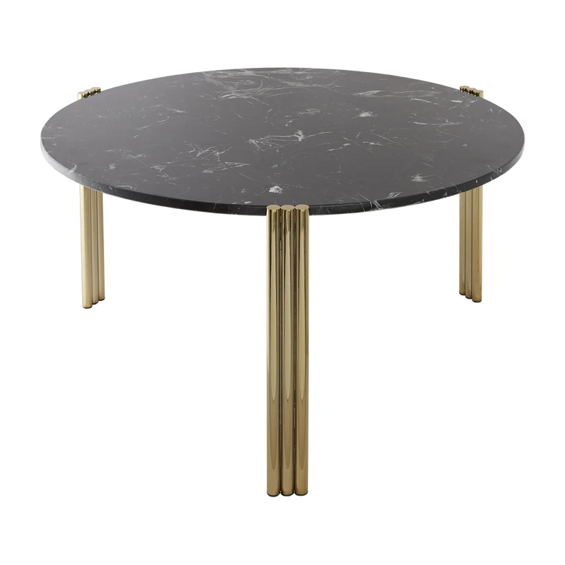 Table basse en acier doré et marbre noir 45 x 80 cm Tribus - AYTM