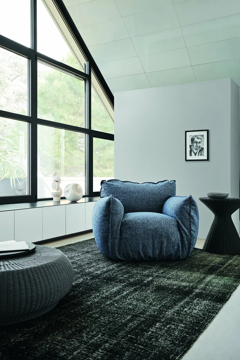 Fauteuil en tissu bleu snake Nuvola 05 - Gervasoni