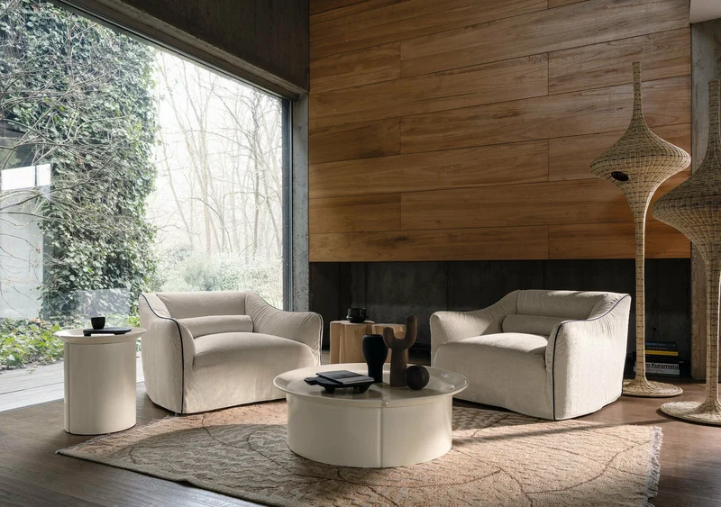 Fauteuil en tissu corduroy Saia 09 - Gervasoni