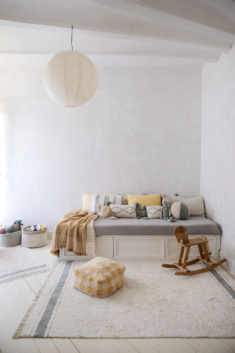 Pouf en coton jaune 40 x 20 cm Vichy - Lorena Canals