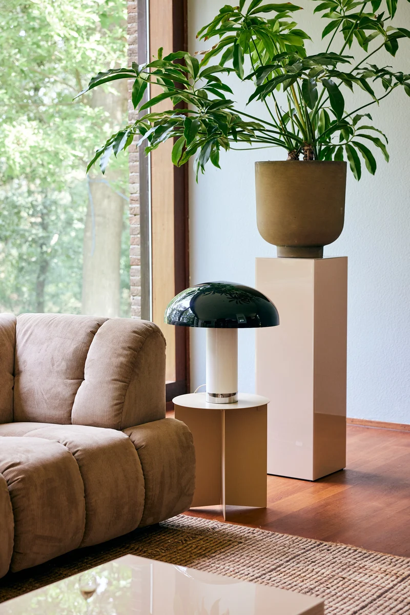Table d'appoint en verre miroir beige 31 x 31 x 100 cm - HKLIVING