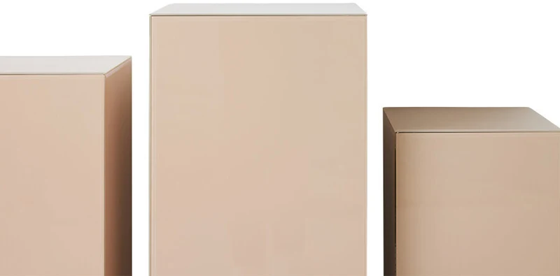 Table d'appoint en verre miroir beige 31 x 31 x 100 cm - HKLIVING