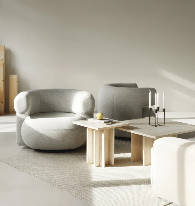 Table basse en travertin 80 x 40 cm Edge - Normann Copenhagen