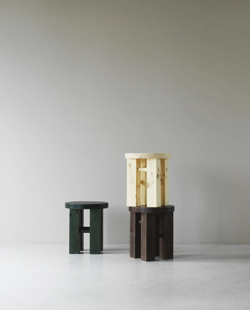 Tabouret en bois de pin vert 45 x 40 cm Fyr - Normann Copenhagen