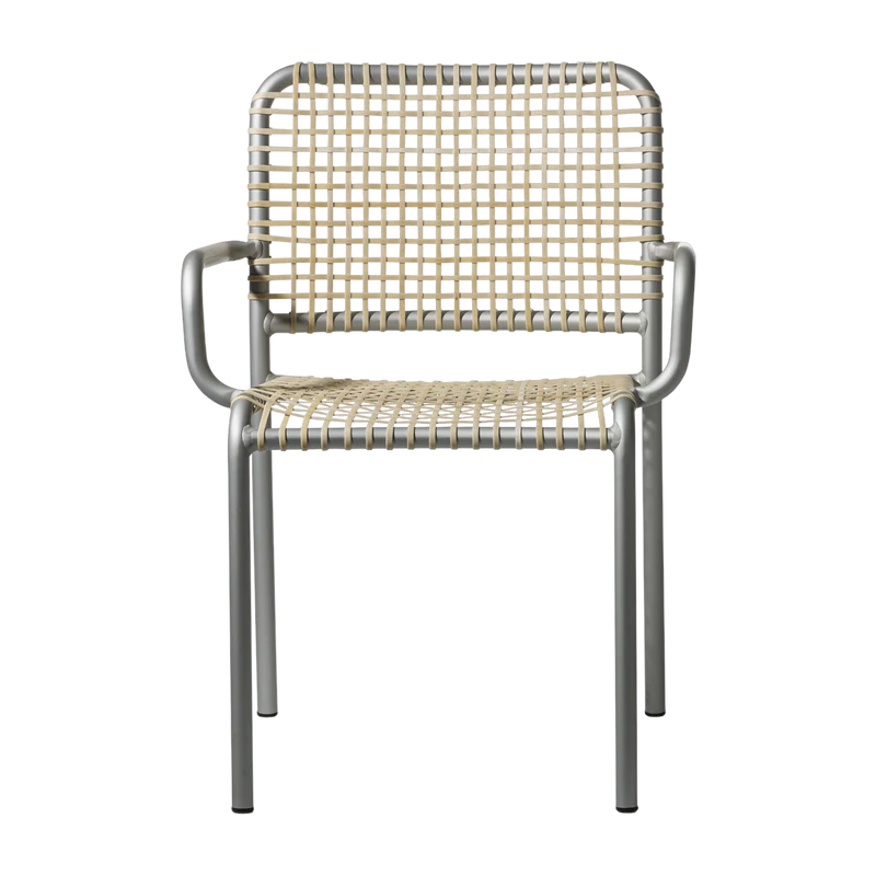 Chaise avec accoudoirs en aluminium et tressage naturel Allu 24 I- Gervasoni