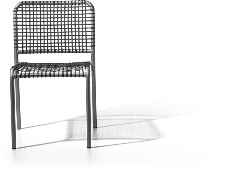 Chaise en aluminium et tressage gris Allu 223 I- Gervasoni
