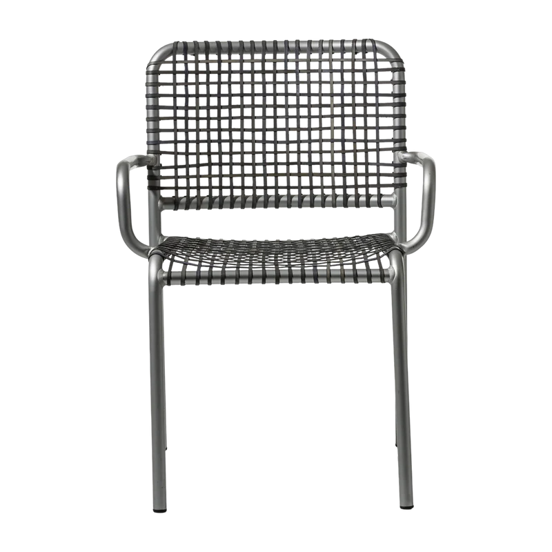 Chaise avec accoudoirs en aluminium et tressage gris Allu 224 I- Gervasoni