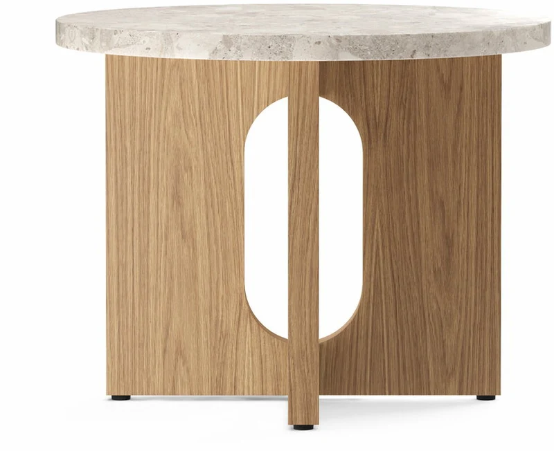 Table d'appoint en chêne et marbre kunis breccia 40 x 50 cm Androgyne - Audo
