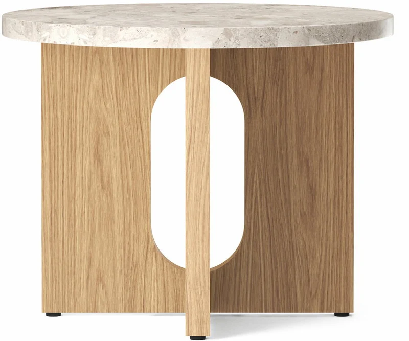 Table d'appoint en chêne et marbre kunis breccia 40 x 50 cm Androgyne - Audo
