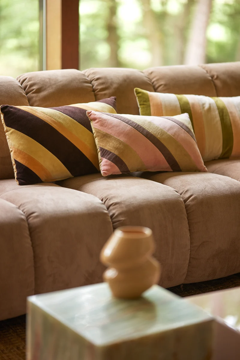 Coussin en velours rayé Fame (60X35Cm) - HKLIVING