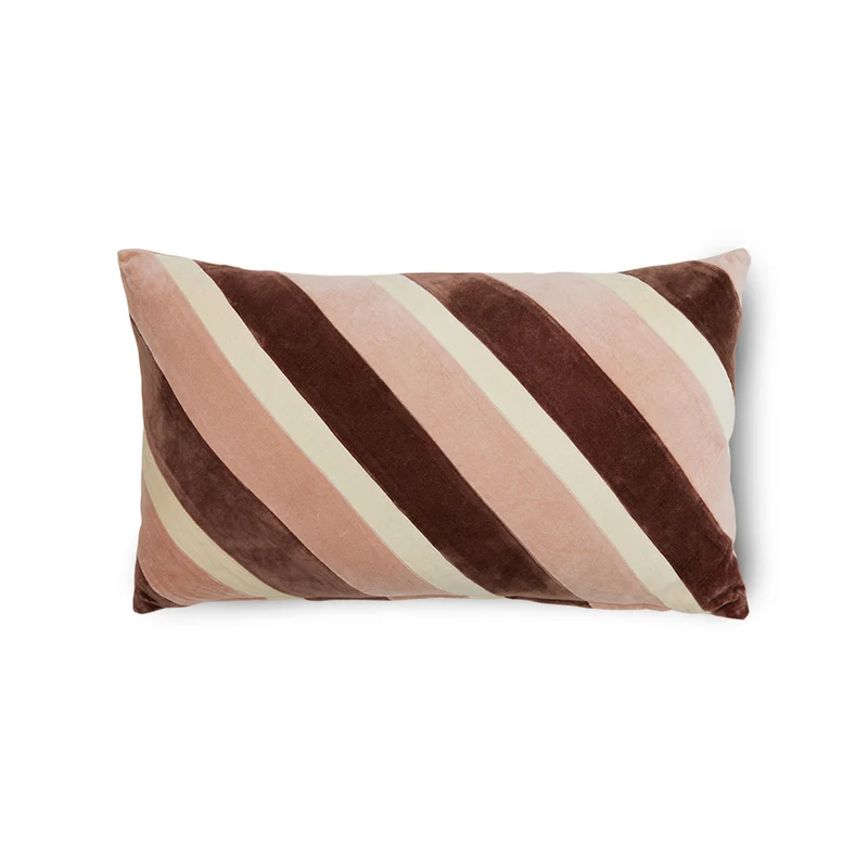 Coussin en velours rayé rose (60X35Cm) - HKLIVING