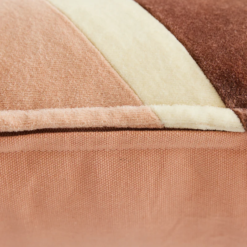 Coussin en velours rayé rose (60X35Cm) - HKLIVING