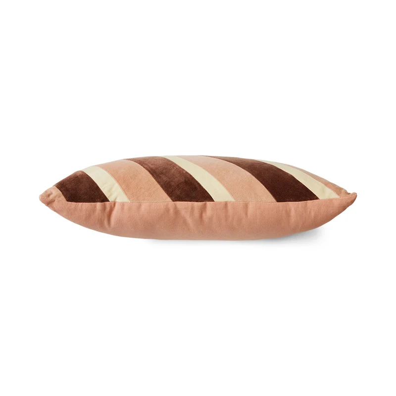 Coussin en velours rayé rose (60X35Cm) - HKLIVING