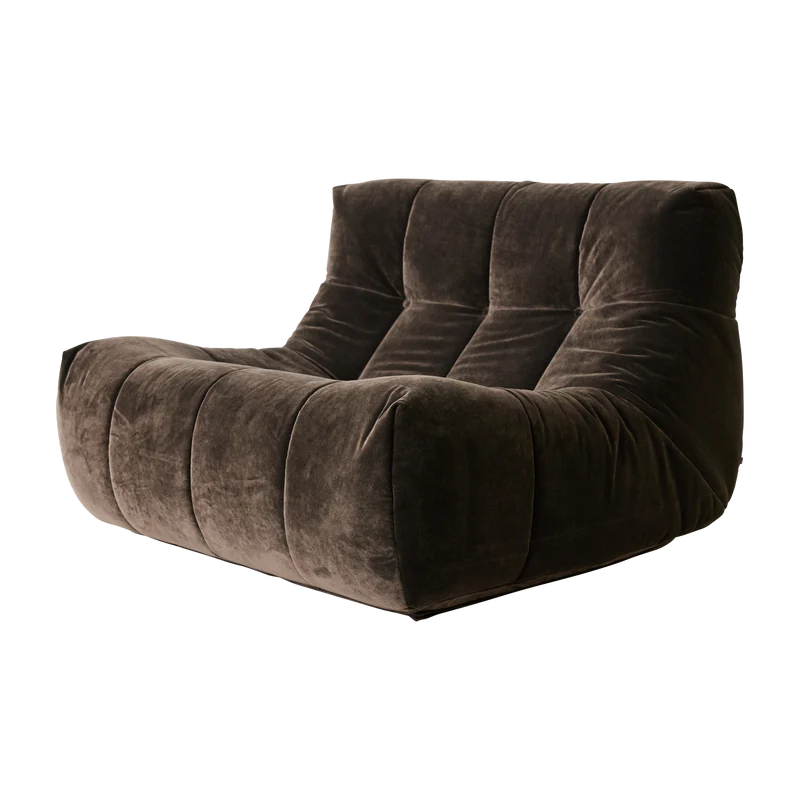 Fauteuil lazy en velours royal brun Espresso - HKliving