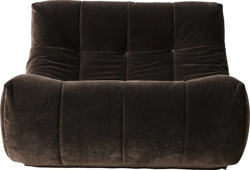 Fauteuil lazy en velours royal brun Espresso - HKliving