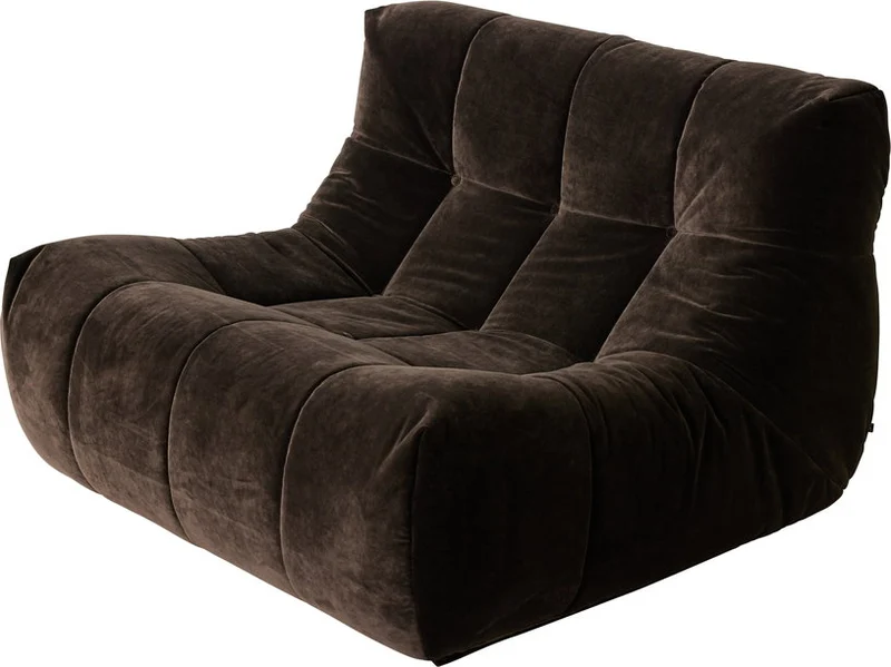 Fauteuil lazy en velours royal brun Espresso - HKliving