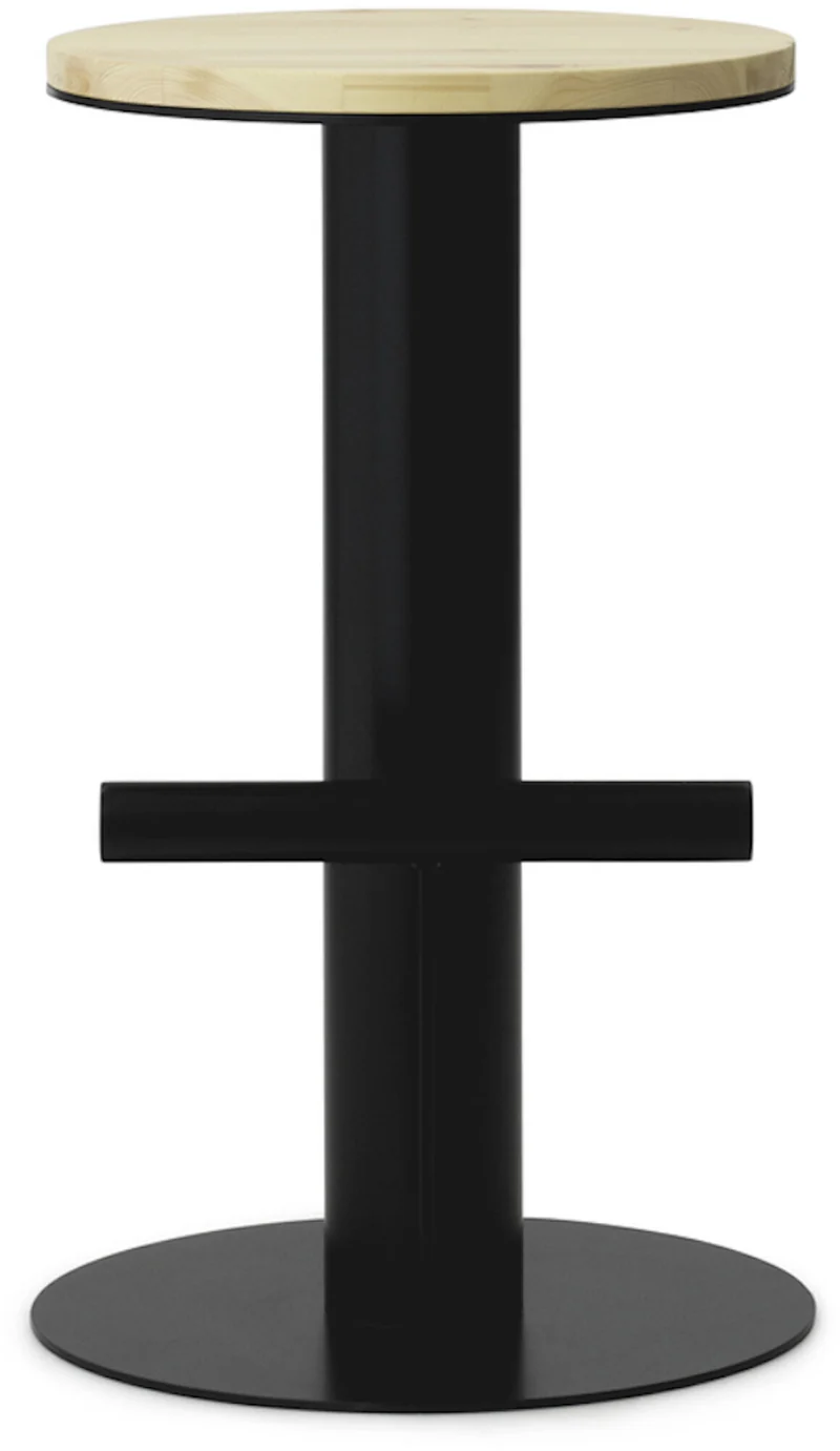 Tabouret de bar en bois de pin et acier noir 65 x 40 cm Pole - Normann Copenhagen