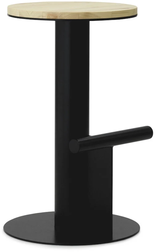 Tabouret de bar en bois de pin et acier noir 65 x 40 cm Pole - Normann Copenhagen