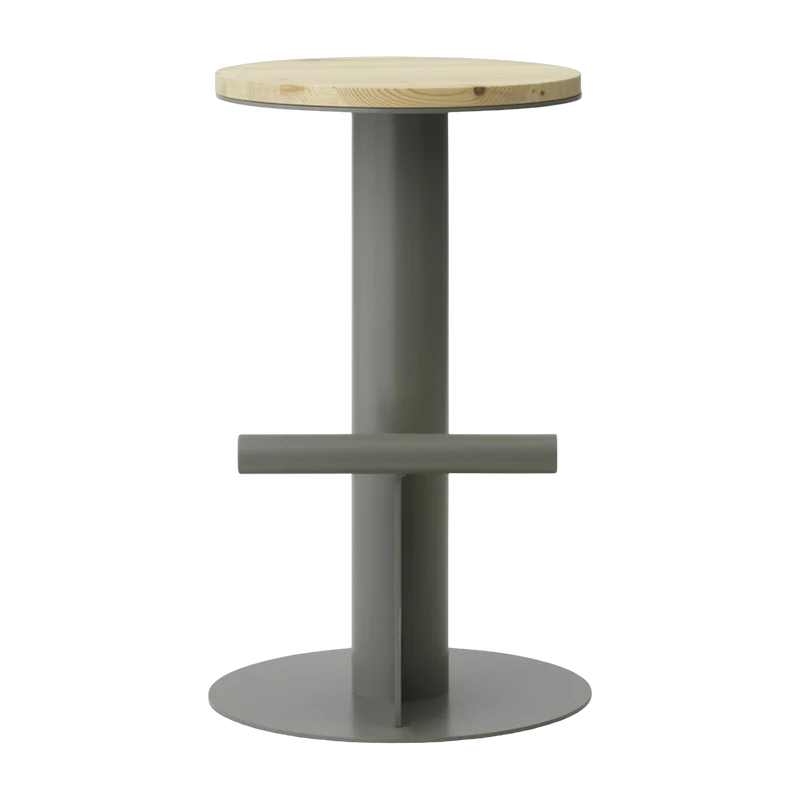 Tabouret de bar en bois de pin et acier gris 65 x 40 cm Pole - Normann Copenhagen