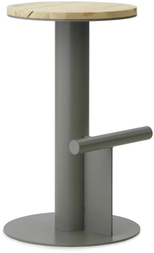 Tabouret de bar en bois de pin et acier gris 65 x 40 cm Pole - Normann Copenhagen