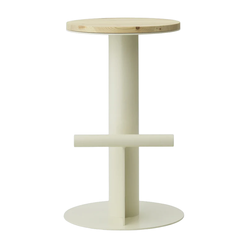 Tabouret de bar en bois de pin et acier beige 65 x 40 cm Pole - Normann Copenhagen