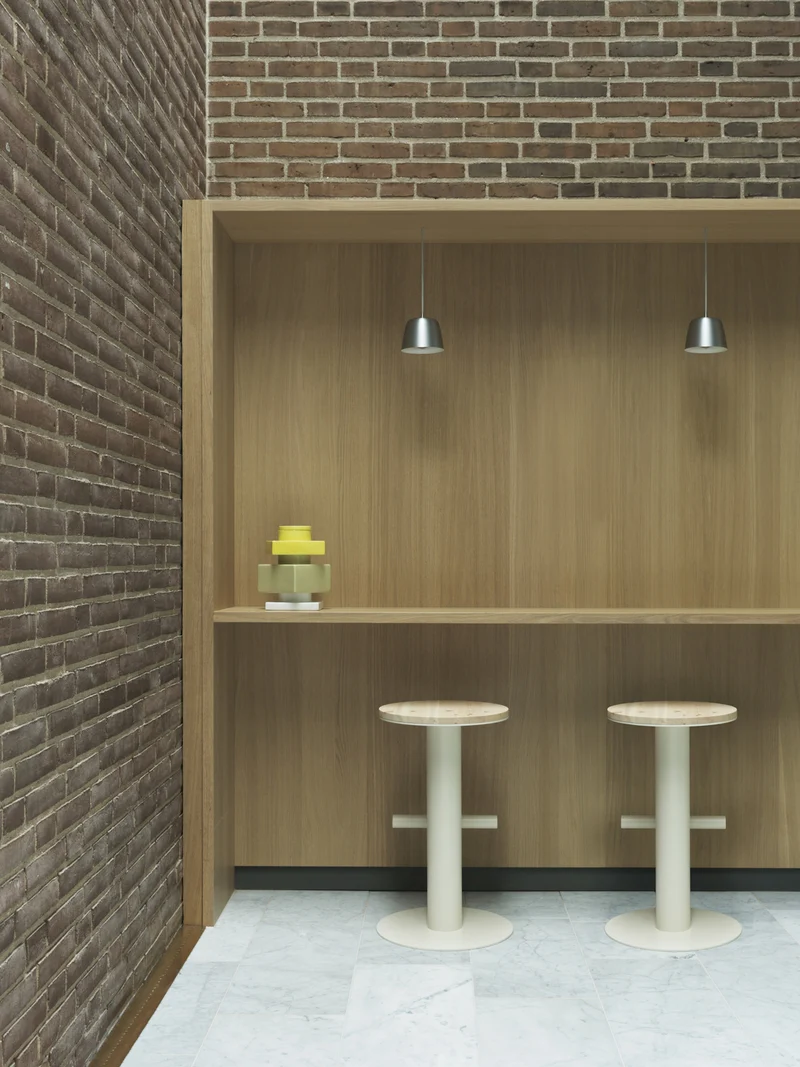 Tabouret de bar en bois de pin et acier beige 65 x 40 cm Pole - Normann Copenhagen