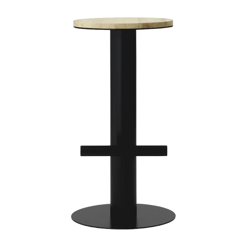 Tabouret de bar en bois de pin et acier noir 75 x 40 cm Pole - Normann Copenhagen