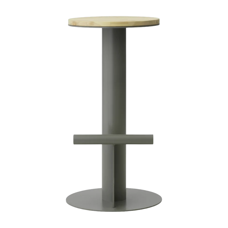 Tabouret de bar en bois de pin et acier gris 75 x 40 cm Pole - Normann Copenhagen