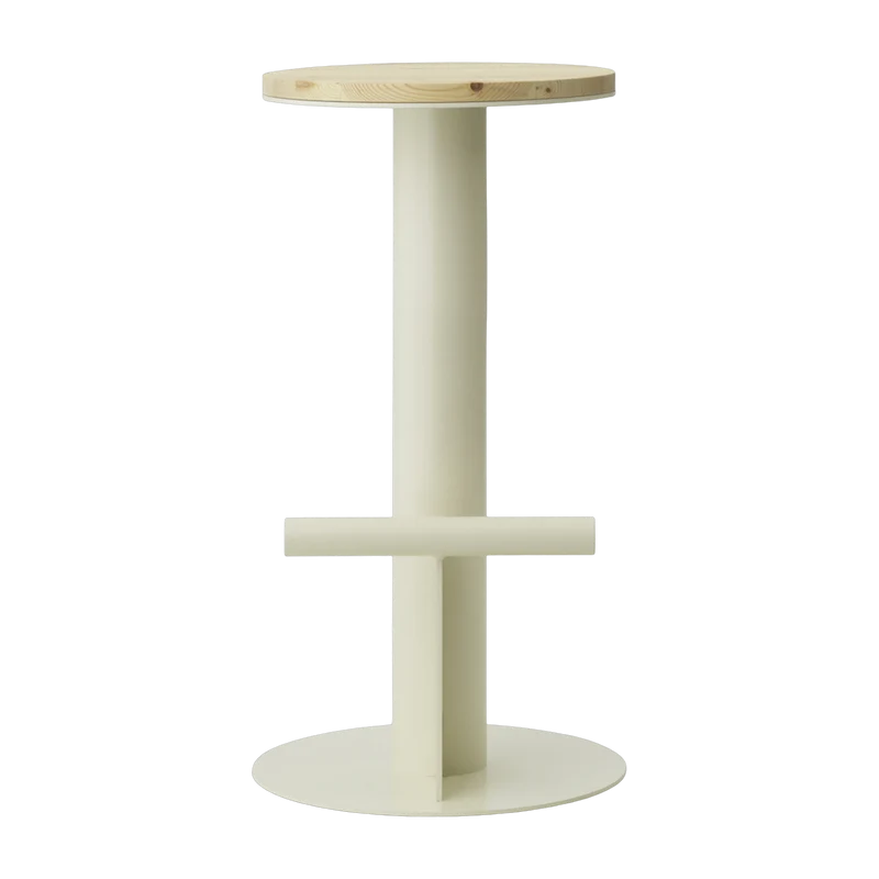 Tabouret de bar en bois de pin et acier beige 75 x 40 cm Pole - Normann Copenhagen