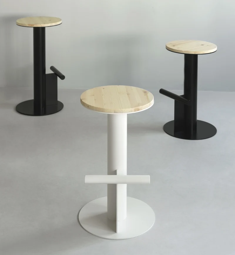 Tabouret de bar en bois de pin et acier beige 75 x 40 cm Pole - Normann Copenhagen