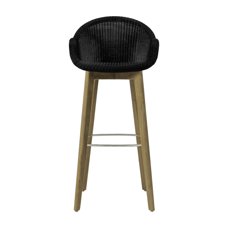 Chaise de bar en teck et osier noir 55 x 107 cm Edgard - Vincent Sheppard