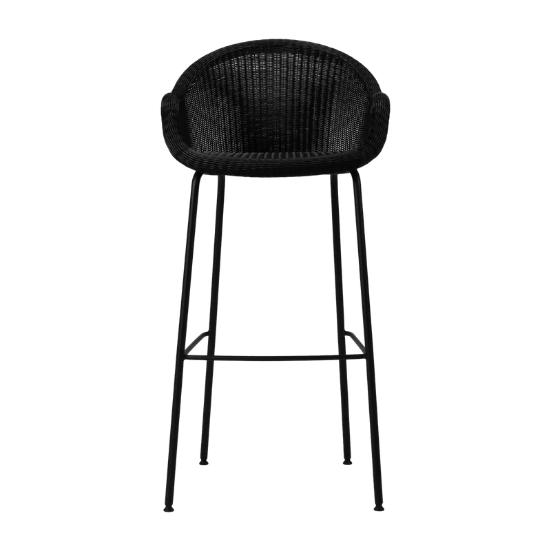 Chaise de bar en acier et osier noir 55 x 107 cm Edgard - Vincent Sheppard