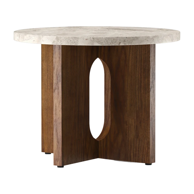 Table d'appoint en noyer et marbre kunis breccia 40 x 50 cm Androgyne - Audo