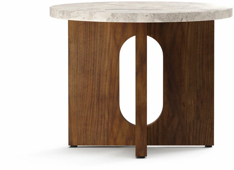 Table d'appoint en noyer et marbre kunis breccia 40 x 50 cm Androgyne - Audo