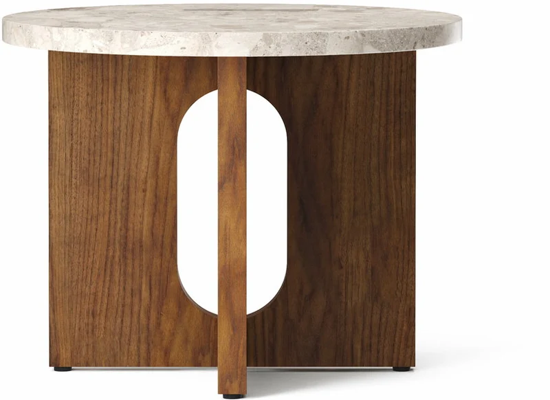 Table d'appoint en noyer et marbre kunis breccia 40 x 50 cm Androgyne - Audo
