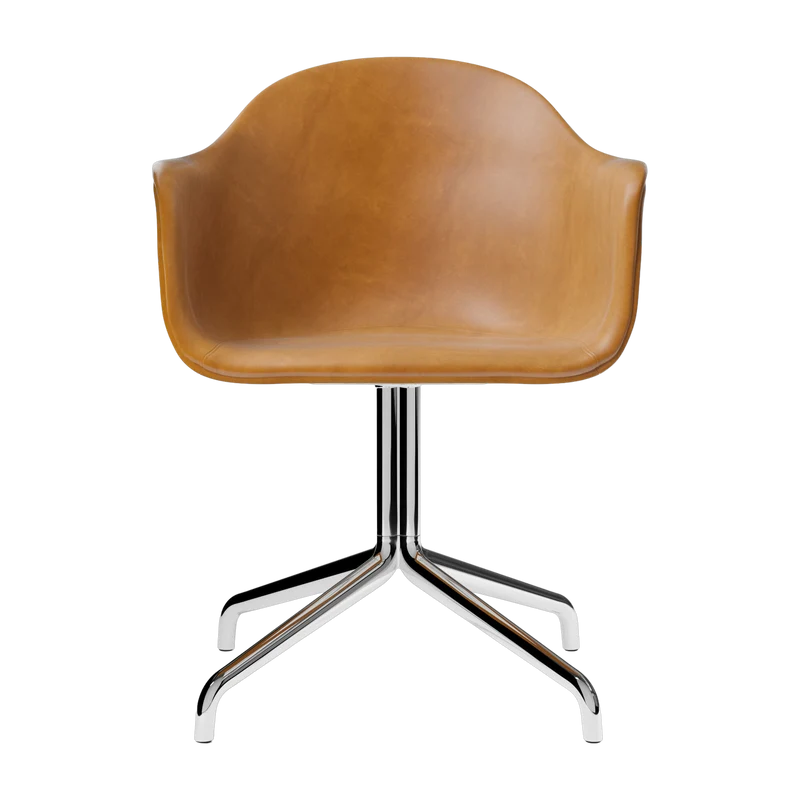 Chaise avec accoudoirs en cuir marron cognac 58 x 55 cm Harbour - Audo
