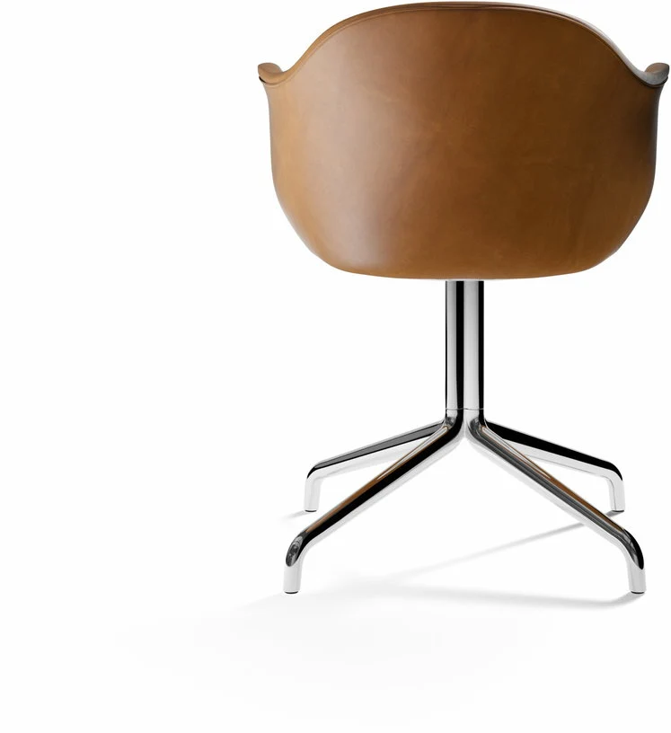 Chaise avec accoudoirs en cuir marron cognac 58 x 55 cm Harbour - Audo