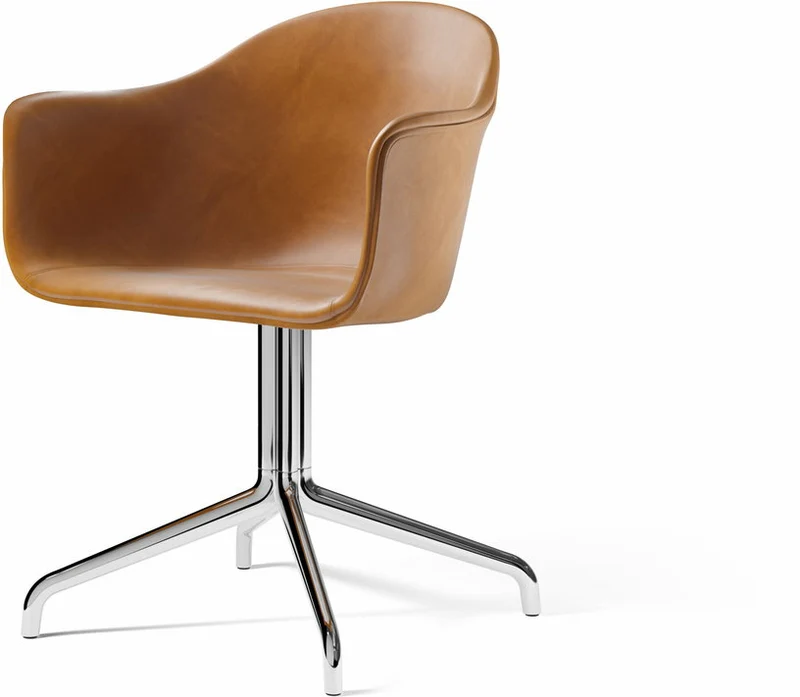 Chaise avec accoudoirs en cuir marron cognac 58 x 55 cm Harbour - Audo