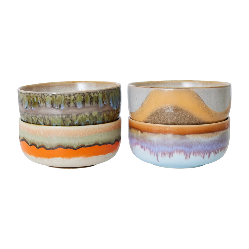 4 bols à dessert en grès reef 12,5 x 12,5 x 6 cm Vaisselle 70's - HKliving
