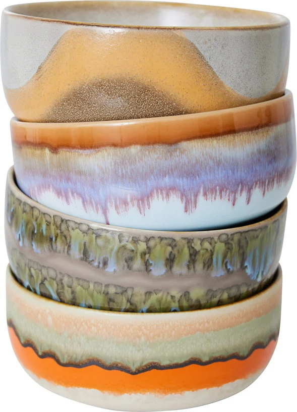 4 bols à dessert en grès reef 12,5 x 12,5 x 6 cm Vaisselle 70's - HKliving
