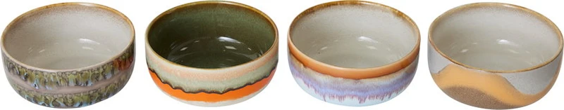 4 bols à dessert en grès reef 12,5 x 12,5 x 6 cm Vaisselle 70's - HKliving