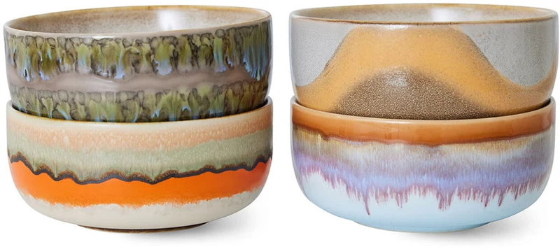 4 bols à dessert en grès reef 12,5 x 12,5 x 6 cm Vaisselle 70's - HKliving