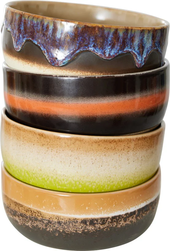 4 bols à dessert en grès humus 12,5 x 12,5 x 6 cm Vaisselle 70's - HKliving