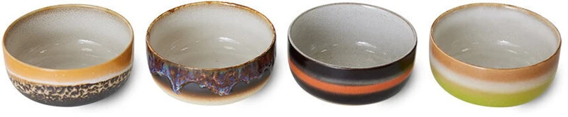 4 bols à dessert en grès humus 12,5 x 12,5 x 6 cm Vaisselle 70's - HKliving