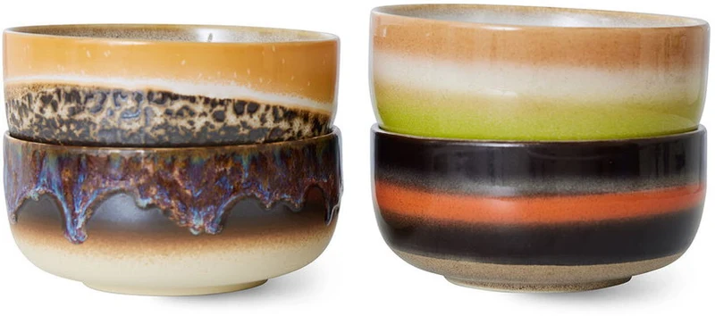 4 bols à dessert en grès humus 12,5 x 12,5 x 6 cm Vaisselle 70's - HKliving