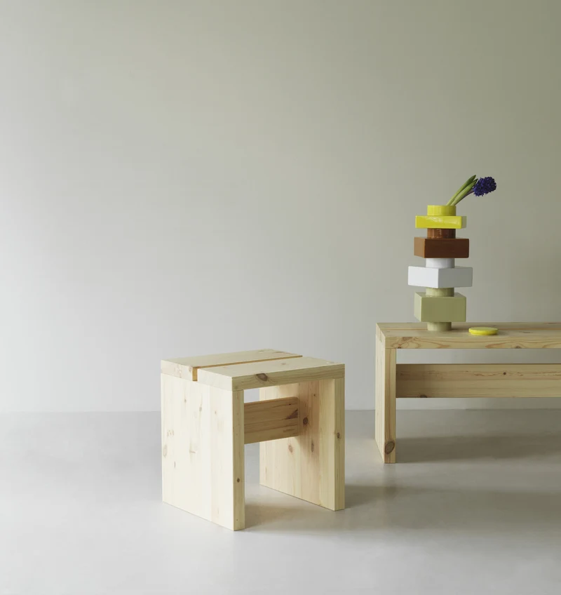 Tabouret en bois de pin 40 x 40 cm Stretch - Normann Copenhagen